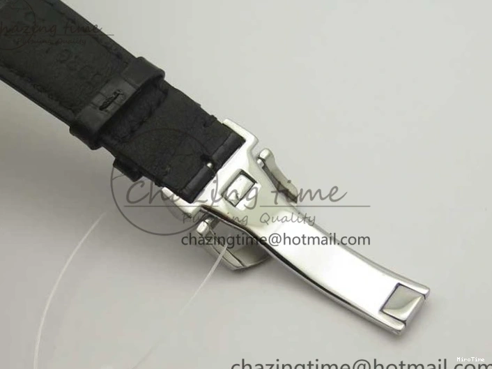 MIROTIME 0420 Fashionable Portofino Automatic SS TWF 1:1 Best Edition Silver Dial SS Markers on Black Leather Strap A 7200